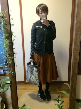 「G-STAR RAW（ジースターロゥ）のアイテム（スタジャン）」を使った、もこさん（レディース・165cm）の秋コーディネート