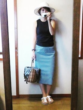 「ARMEN（アーメン）のアイテム（帽子）」を使った、もこさん（レディース・165cm）の夏コーディネート