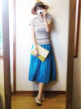 「Pont de Chalons（ポンデシャロン）のアイテム」を使った、もこさん（レディース・165cm）の夏コーディネート