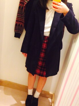 「アイテム（ステンカラーコート）」を使った、りーさんさん（レディース・157cm・10代）の秋コーディネート