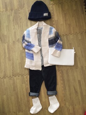 「1歳児」｜「アイテム（その他アウター）」を使った、miiさん（キッズ・70cm）の秋コーディネート