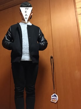 「SPINNS（スピンズ）のアイテム（スタジャン）」を使った、seitoさん（メンズ・163cm）の冬コーディネート