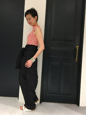 「Yarmo（ヤーモ）のアイテム」を使った、MOMOKOさん（レディース・165cm）の夏コーディネート