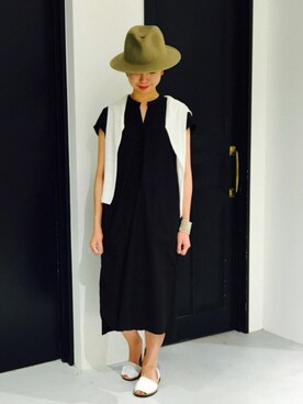 「BRONTE（ブロンテ）のアイテム（帽子）」を使った、MOMOKOさん（レディース・165cm）の夏コーディネート