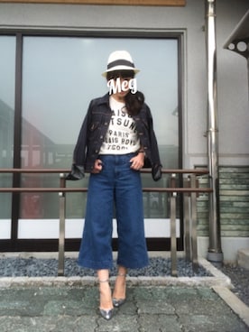 「MAISON KITSUNE」｜「アイテム（デニムジャケット）」を使った、MEG.さん（レディース・153cm）の春コーディネート