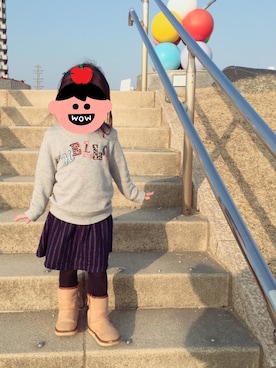 「むすめコーデ」｜「アイテム（スウェット）」を使った、cotacotaさん（キッズ・90cm）の冬コーディネート