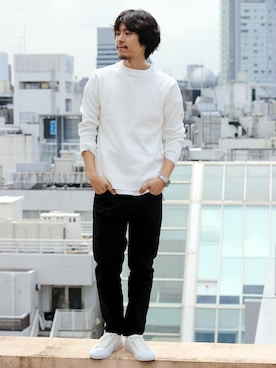 「JOURNAL STANDARD（ジャーナルスタンダード）のストレッチブラックデニムアンクル#（デニムパンツ）」を使った、SHIGEさん（メンズ・175cm）の夏コーディネート