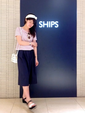 「アイテム（ヘアバンド）」を使った、天坂さん（レディース・167cm）の春コーディネート