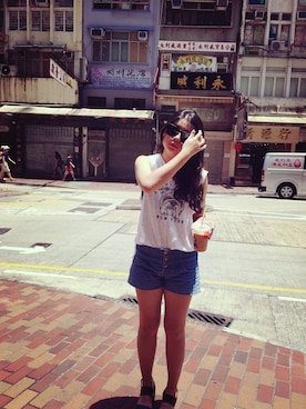 「Abercrombie&Fitch（アバークロンビーアンドフィッチ）のアイテム（タンクトップ）」を使った、chunさん（レディース・163cm）の夏コーディネート