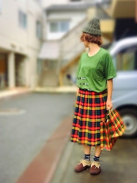 「mercibeaucoup,（メルシーボークー）のアイテム（その他シューズ）」を使った、アクロン🚛🎶さん（レディース・163cm）の秋コーディネート