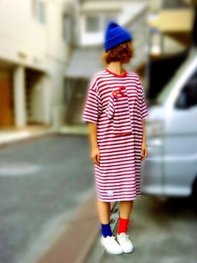 「アイテム（ラッピングキット、レッド系）」を使った、アクロン🚛🎶さん（レディース・163cm）の秋コーディネート