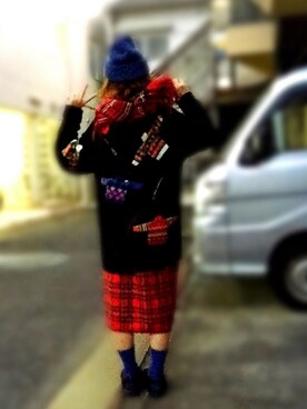 「タータンチェック」｜「アイテム（ラッピングキット）」を使った、アクロン🚛🎶さん（レディース・163cm）の秋コーディネート