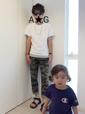 「AZUL by moussy（アズールバイマウジー）のアイテム（サンダル）」を使った、A☆Gさん（メンズ・176cm）の春コーディネート