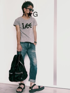 「AZUL by moussy（アズールバイマウジー）のアイテム（サンダル）」を使った、A☆Gさん（メンズ・176cm）の春コーディネート