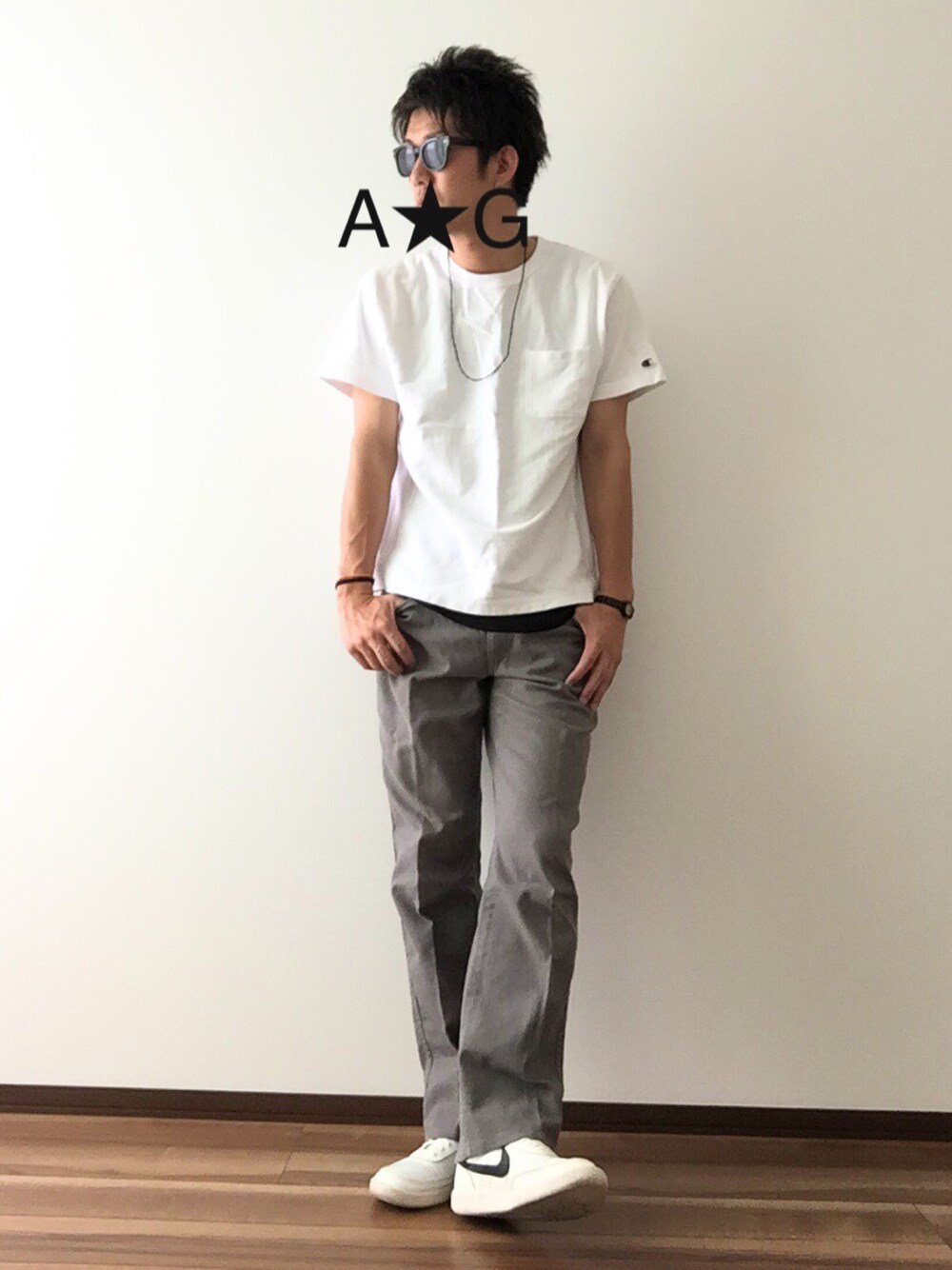 A☆Gさんの「Champion×WORK NOT WORK REVERSE WEAVE POCKET TEE（WORK NOT WORK URBAN RESEARCH）」を使ったコーディネート