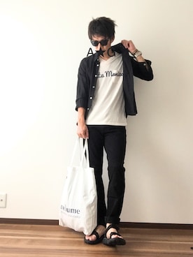 「AZUL by moussy（アズールバイマウジー）のアイテム（サンダル）」を使った、A☆Gさん（メンズ・176cm）の夏コーディネート