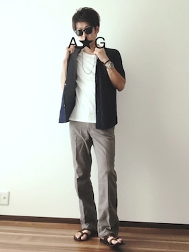 「Doシンプル部」｜「アイテム（スラックス）」を使った、A☆Gさん（メンズ・176cm）の夏コーディネート