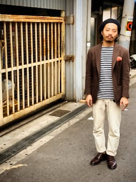 「NANO universe（ナノユニバース）のアイテム（ハンチング/ベレー帽）」を使った、さえききょうへいさん（メンズ・165cm）の秋コーディネート