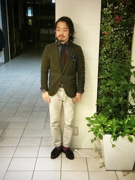 「ツイードジャケット」｜さえききょうへいさん（メンズ・165cm・20代）の冬コーディネート