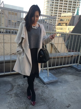 「EDDY GRACE（エディグレース）のアイテム」を使った、mikaさん（レディース・160cm）の冬コーディネート