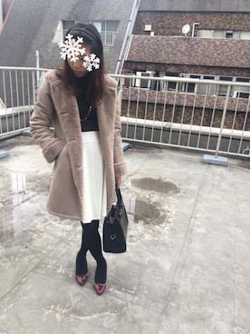 「Te chichi（テチチ）のアイテム（ムートンコート）」を使った、mikaさん（レディース・160cm）の冬コーディネート