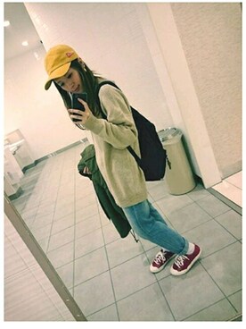 「ゆるずる」｜「アイテム（帽子）」を使った、yurikoさん（レディース・155cm）の冬コーディネート