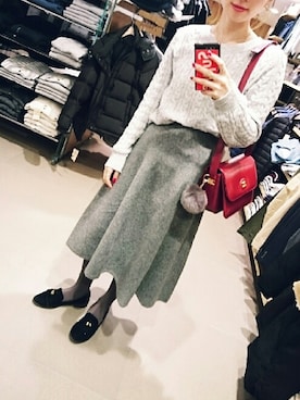 「オールグレー」｜「アイテム（スカート）」を使った、yurikoさん（レディース・155cm）の秋コーディネート