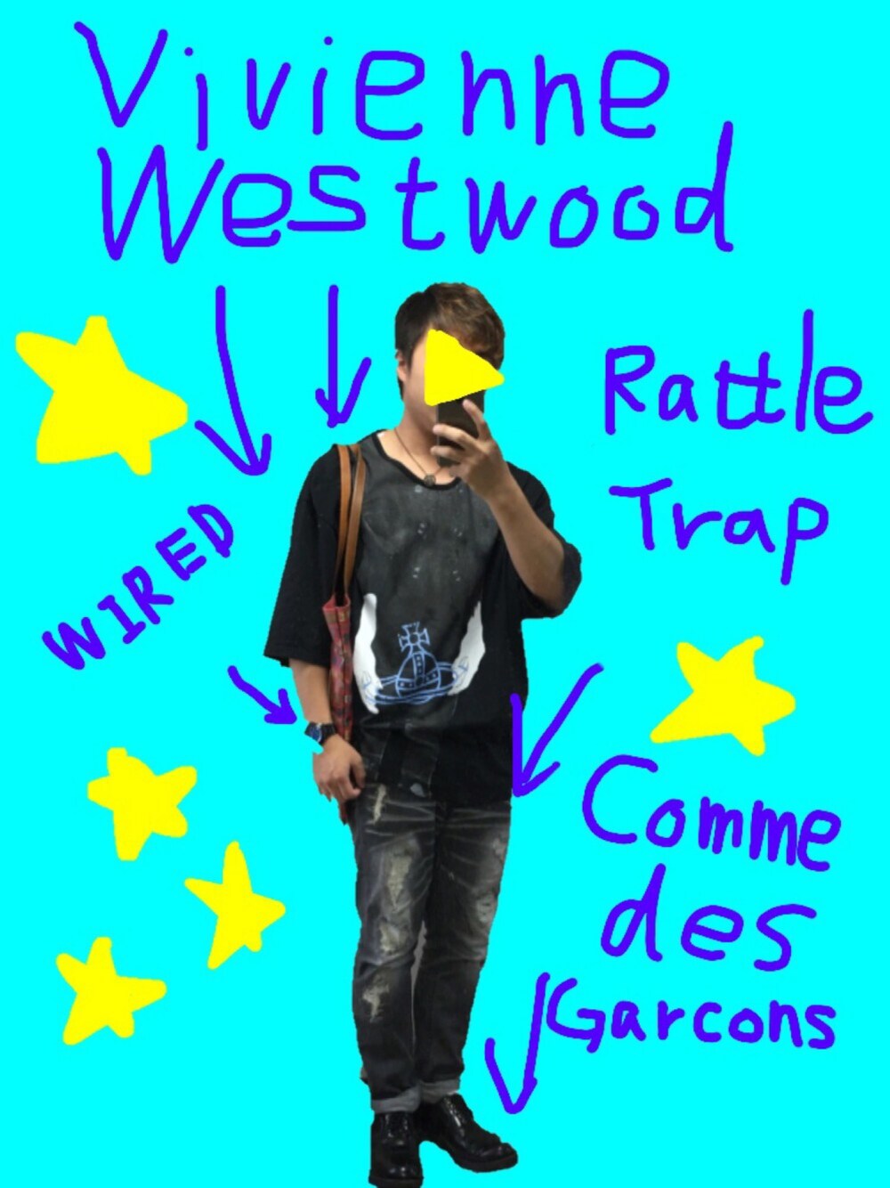 「黒、Vivienne Westwood、COMME des GARCONS、夏、夏コーデ、Tシャツ」｜「Vivienne Westwood MANのアイテム（Tシャツ/カットソー、ブラック系）」を使った、Hideyuki!さん（メンズ・166cm）の夏コーディネートの1枚目の写真
