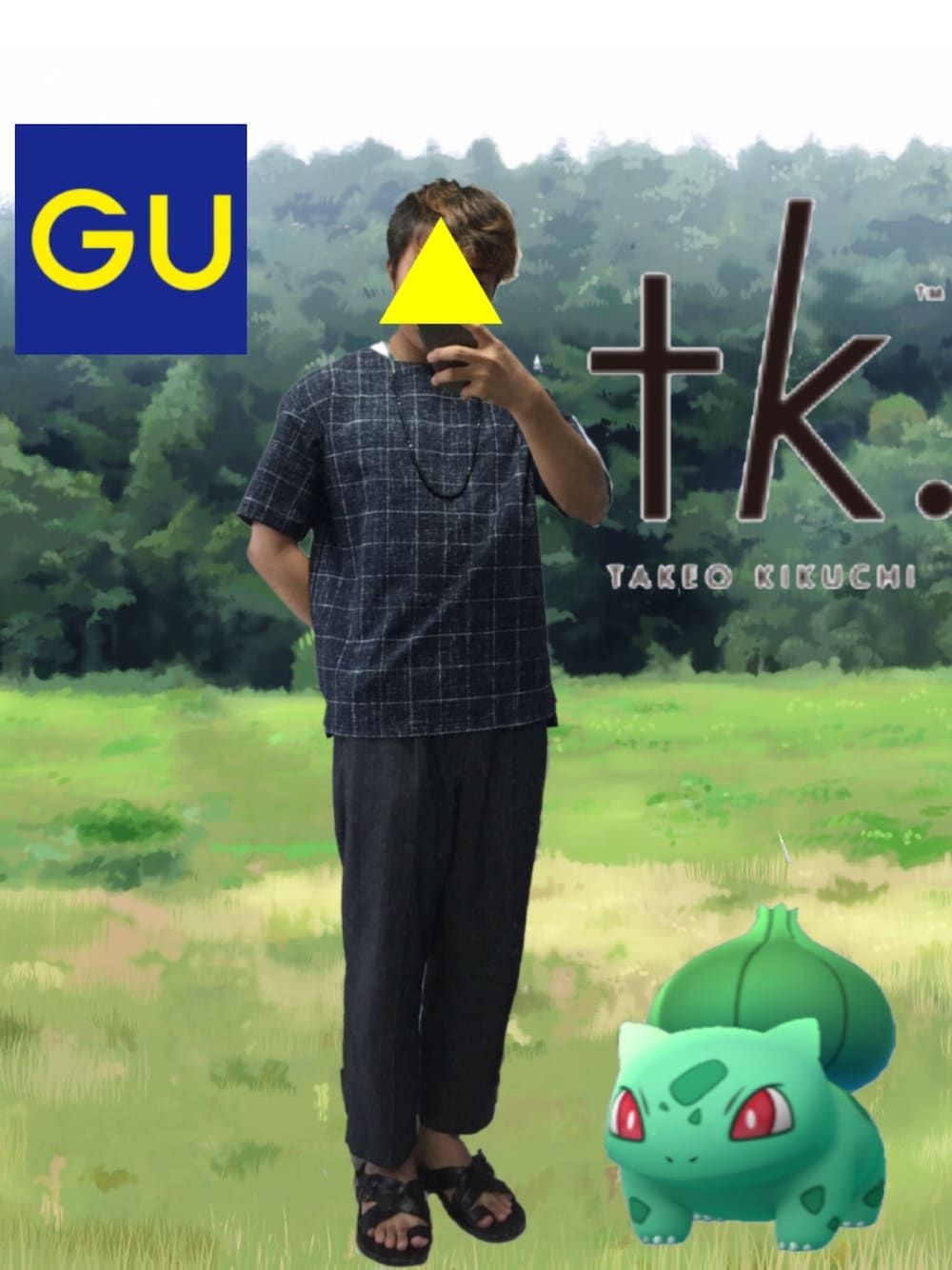 「夏、タケオキクチ(TAKEO KIKUCHI)、カジュアル、ポケモン、ポケモンGO」｜「tk.TAKEO KIKUCHIのビーズ×スウェードネックレス（ネックレス、ブラック系）」を使った、Hideyuki!さん（メンズ・166cm）の夏コーディネートの1枚目の写真