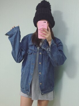 「WEAR」｜「アイテム（デニムジャケット）」を使った、쇼핑가자 왕지혜さん（レディース・166cm）の秋コーディネート