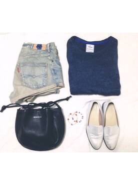 「透かし編みニット」｜ancoroさん（レディース・157cm）の夏コーディネート