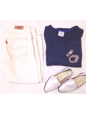 「透かし編みニット」｜ancoroさん（レディース・157cm）の夏コーディネート