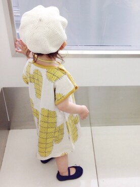 「mina perhonen（ミナペルホネン）のアイテム（ワンピース、イエロー系）」を使った、shiiさん（キッズ・120cm）の夏コーディネート
