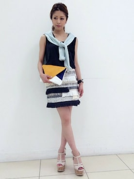 「DRWCYS（ドロシーズ）のアイテム（アンサンブル）」を使った、TOMOEさん（レディース・157cm）の夏コーディネート