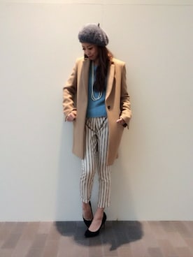 「DRWCYS（ドロシーズ）のアイテム（チェスターコート）」を使った、TOMOEさん（レディース・157cm）の秋コーディネート