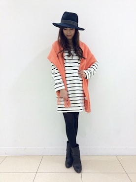 「hat」｜「アイテム（帽子）」を使った、TOMOEさん（レディース・157cm）の冬コーディネート