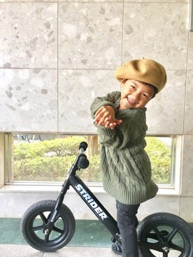 「ストライダー」｜「アイテム（ハンチング/ベレー帽）」を使った、さきぇるさん（キッズ・100cm）の秋コーディネート