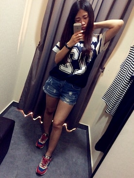 「ES（エス）のアイテム（パンツ）」を使った、a_min1nyさん（レディース・159cm）の夏コーディネート