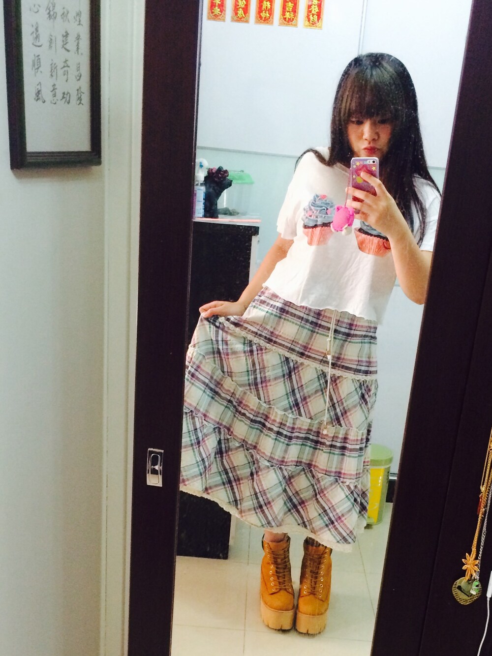 「JEFFREY CAMPBELL、H&M、cupcake、Hong Kong、platform shoes」｜「Jeffrey Campbellのアイテム（ブーツ、ブラウン系）」を使った、Charli♡さん（レディース・152cm）の夏コーディネートの1枚目の写真