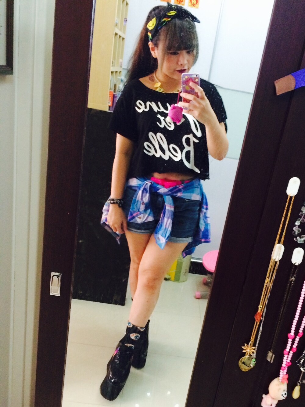 「yru、H&M、hongkong、black、rock」｜「YRUのアイテム（その他シューズ、ブラック系）」を使った、Charli♡さん（レディース・152cm）の夏コーディネートの1枚目の写真