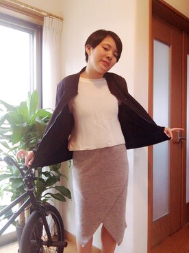 「GYDA（ジェイダ）のアイテム（ライダースジャケット）」を使った、美安さん（レディース・153cm）の冬コーディネート