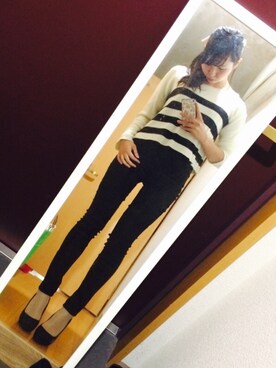 「aveil（アベイル）のアイテム（パンツ）」を使った、yuccoさん（レディース・161cm）の冬コーディネート