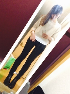 「aveil（アベイル）のアイテム（パンツ）」を使った、yuccoさん（レディース・161cm）の冬コーディネート