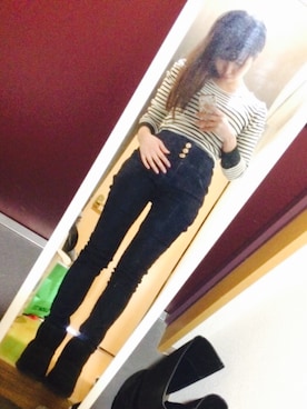 「aveil（アベイル）のアイテム（パンツ）」を使った、yuccoさん（レディース・161cm）の冬コーディネート