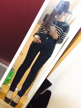 「aveil（アベイル）のアイテム（パンツ）」を使った、yuccoさん（レディース・161cm）の冬コーディネート