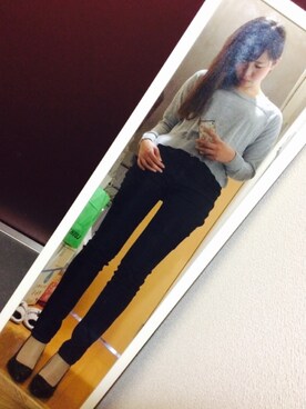 「aveil（アベイル）のアイテム（パンツ）」を使った、yuccoさん（レディース・161cm）の冬コーディネート