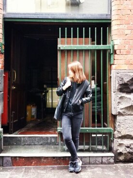 「STYLENANDA（スタイルナンダ）のアイテム（スタジャン）」を使った、hanさん（レディース・170cm）の秋コーディネート