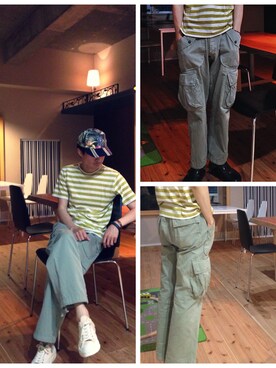 「BEAMS PLUS（ビームスプラス）のアイテム（Tシャツ/カットソー）」を使った、白川透さん（メンズ・175cm）の春コーディネート