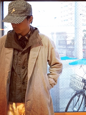 「Scye（サイ）のアイテム（チェスターコート）」を使った、白川透さん（メンズ・175cm）の冬コーディネート