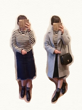 「CELINE」｜「アイテム（チェスターコート）」を使った、maaa★さん（レディース・159cm）の冬コーディネート